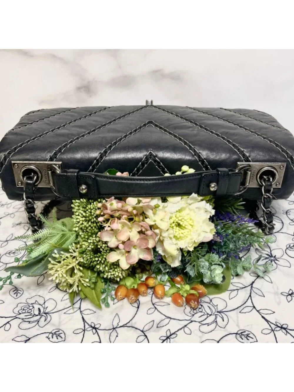 Chanel Double Flap 2-Way Chevron Bag